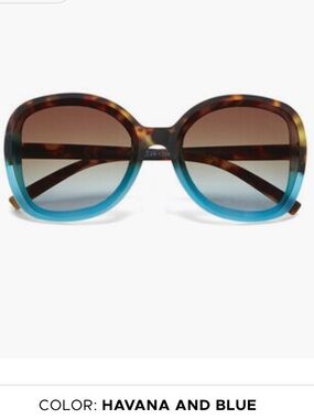 Okkia Anna Teal-Tipped Tortoise  Havanna Blue Oversized Women's Sunglasses